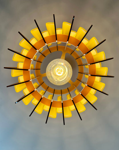 Burnt Orange And Saffron Yellow Opium Poppy - Pendant or Table Light