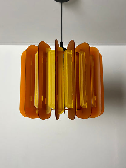 Burnt Orange And Saffron Yellow Opium Poppy - Pendant or Table Light