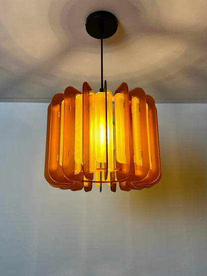 Burnt Orange And Saffron Yellow Opium Poppy - Pendant or Table Light