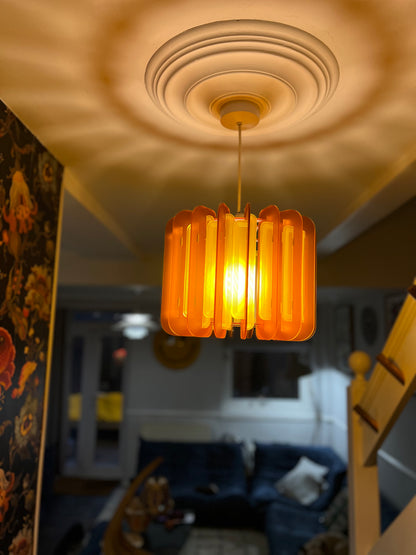 Burnt Orange And Saffron Yellow Opium Poppy - Pendant or Table Light