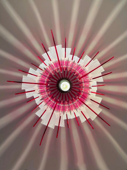 Large Pink and White Feathered Tulip - Pendant Light
