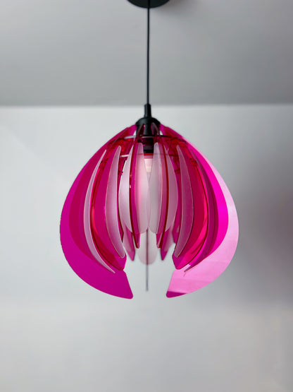 Pink And White Feathered Tulip - Pendant Light