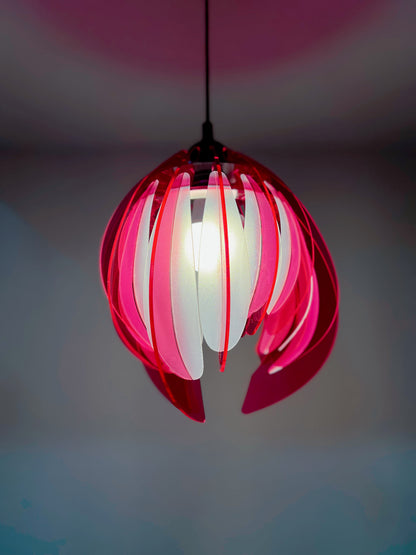 Pink And White Feathered Tulip - Pendant Light