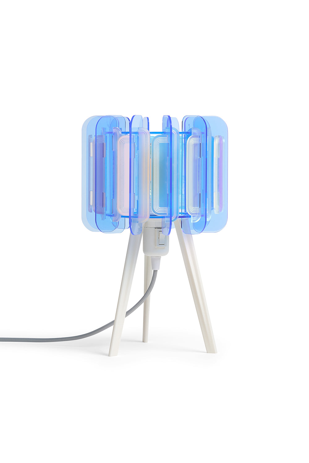 Mini Poppy -  Table Lamp - Arctic Blue & Frosted Iridescent
