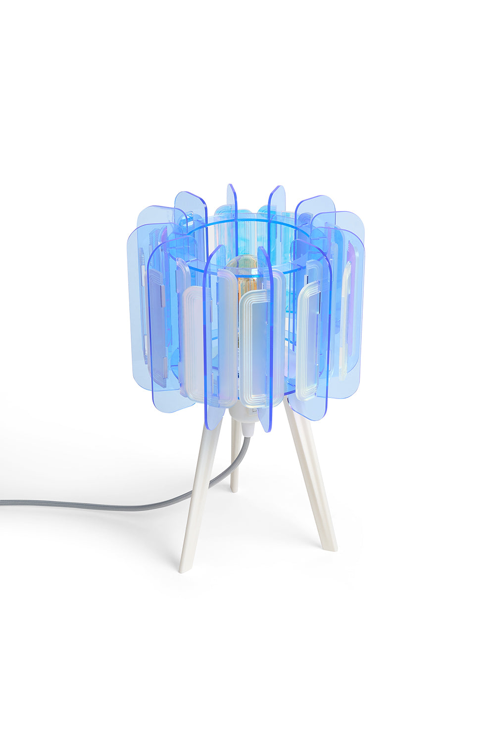 Mini Poppy -  Table Lamp - Arctic Blue & Frosted Iridescent