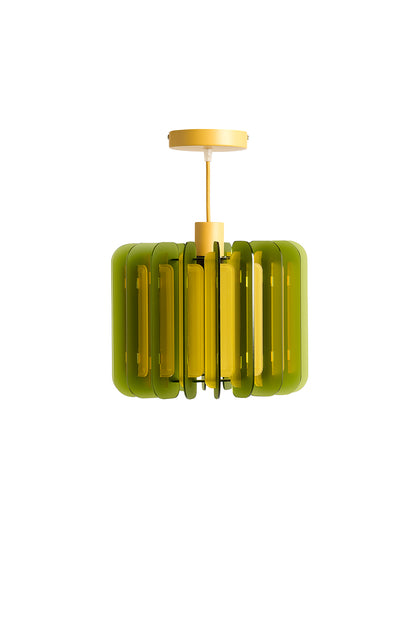 Sea Glass Green And Saffron Yellow Opium Poppy - Pendant or Table Light