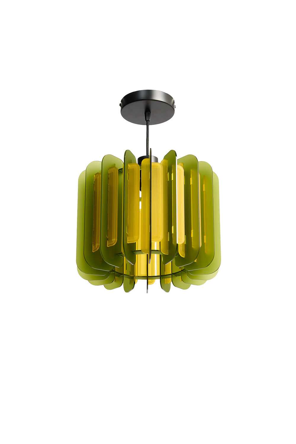 Sea Glass Green And Saffron Yellow Opium Poppy - Pendant or Table Light