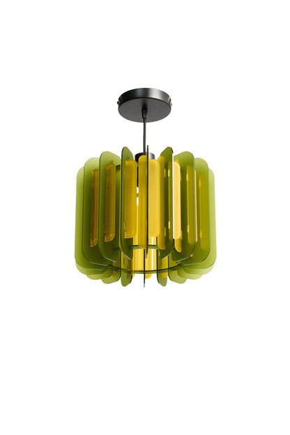 Sea Glass Green And Saffron Yellow Opium Poppy - Pendant or Table Light