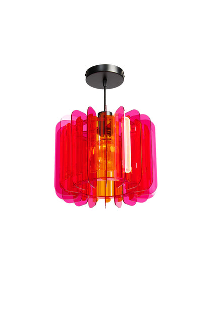 Pink And Orange Opium Poppy - Pendant or Table Light