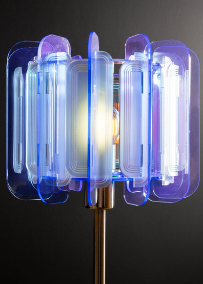 Mini Poppy -  Table Lamp - Arctic Blue & Frosted Iridescent