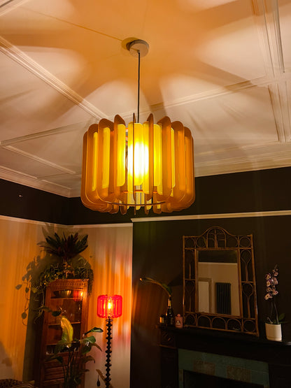 XL Burnt Orange and Saffron Opium Poppy Pendant Light