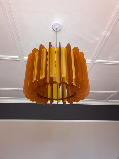 XL Burnt Orange and Saffron Opium Poppy Pendant Light
