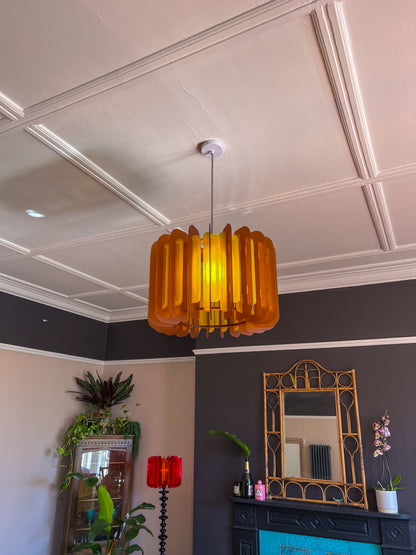 XL Burnt Orange and Saffron Opium Poppy Pendant Light