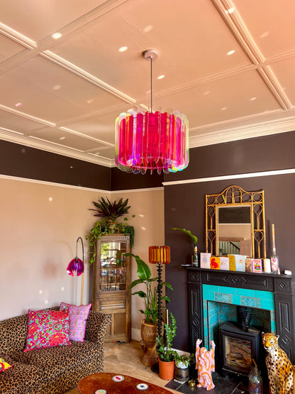 XL Iridescent & Pink Opium Poppy - Pendant Light