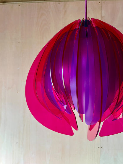 Large Pink and Purple Feathered Tulip - Pendant Light