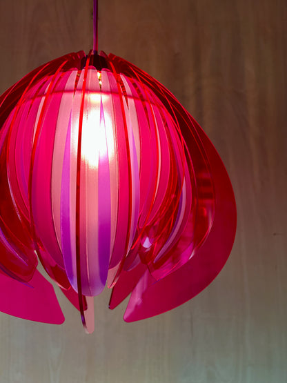 Large Pink and Purple Feathered Tulip - Pendant Light