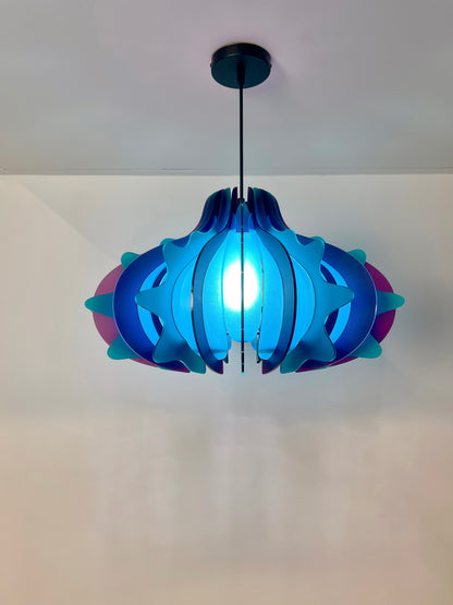Plum Purple and Azure Blue Prickly Pear -Pendant Light
