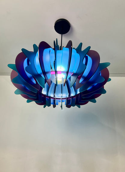 Plum Purple and Azure Blue Prickly Pear -Pendant Light