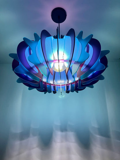 Plum Purple and Azure Blue Prickly Pear -Pendant Light