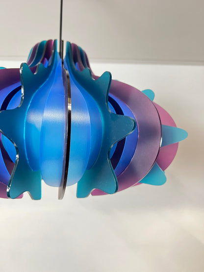 Plum Purple and Azure Blue Prickly Pear -Pendant Light