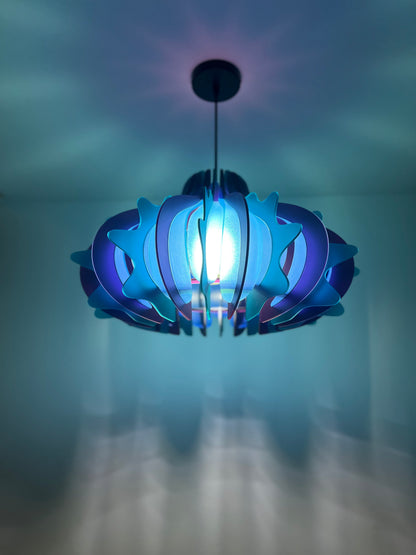 Plum Purple and Azure Blue Prickly Pear -Pendant Light
