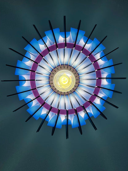 Plum Purple and Azure Blue Prickly Pear -Pendant Light