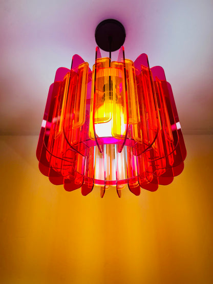 Pink And Orange Opium Poppy - Pendant or Table Light
