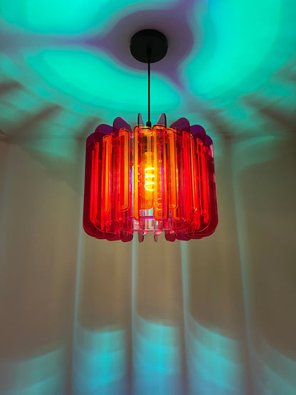 Pink And Orange Opium Poppy - Pendant or Table Light