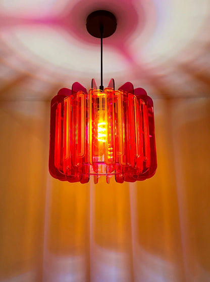 Pink And Orange Opium Poppy - Pendant or Table Light