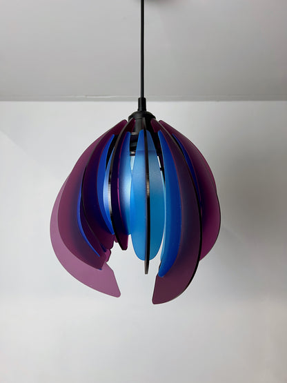 Plum Purple And Blue Feathered Tulip - Pendant Light