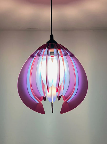 Plum Purple And Blue Feathered Tulip - Pendant Light