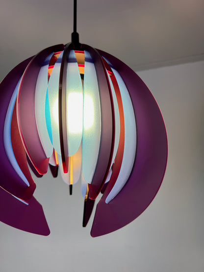 Plum Purple And Blue Feathered Tulip - Pendant Light