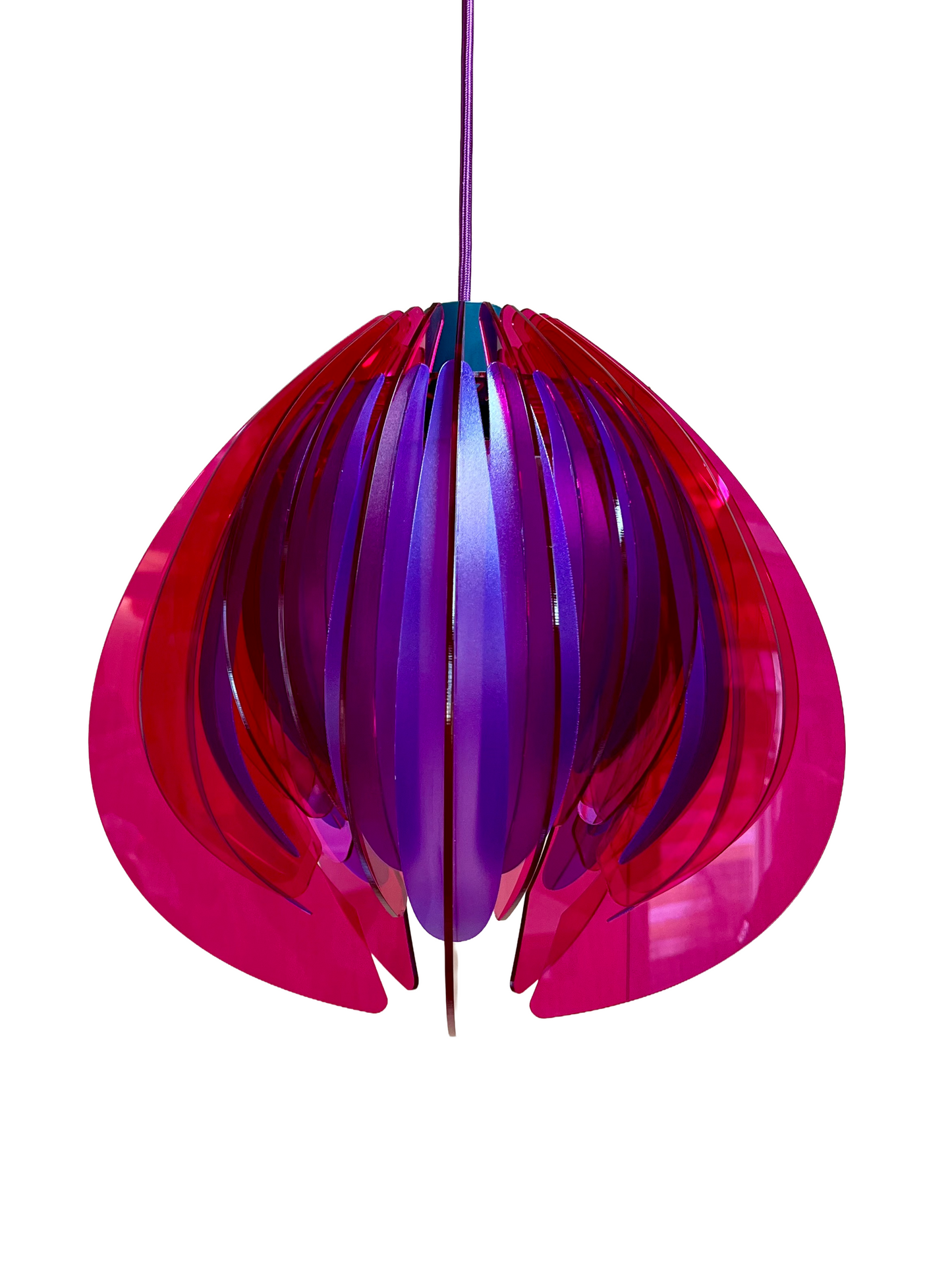 Large Pink and Purple Feathered Tulip - Pendant Light