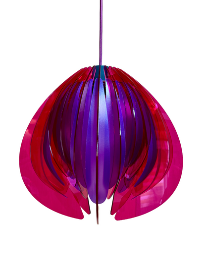 Large Pink and Purple Feathered Tulip - Pendant Light