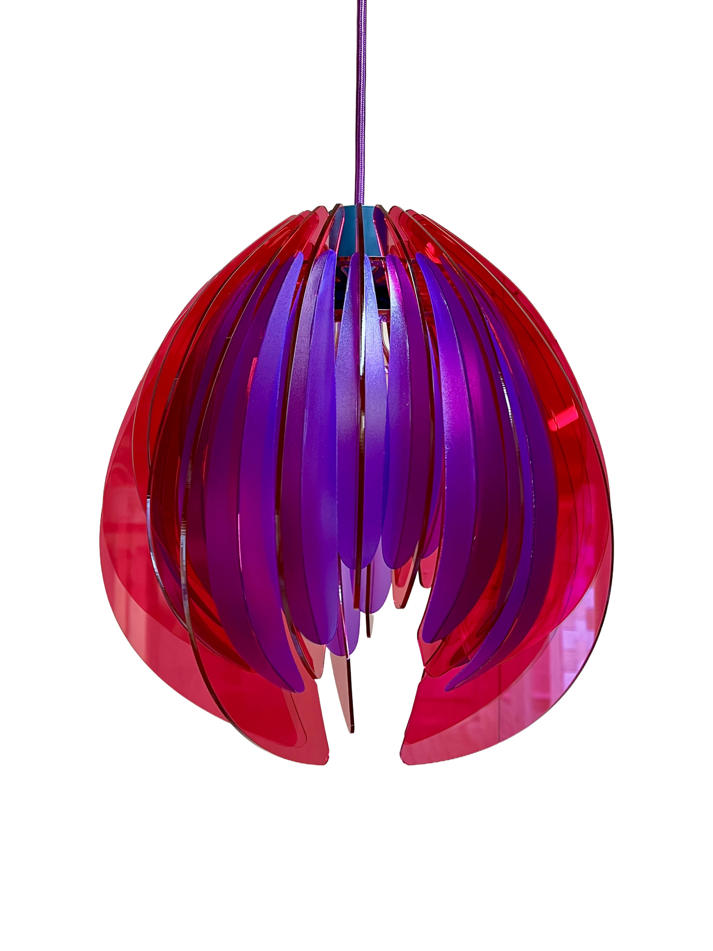 Large Pink and Purple Feathered Tulip - Pendant Light
