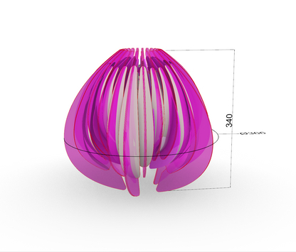 Large Pink and White Feathered Tulip - Pendant Light