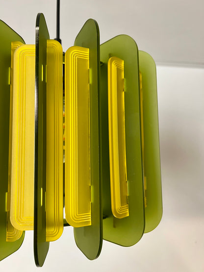 Sea Glass Green And Saffron Yellow Opium Poppy - Pendant or Table Light