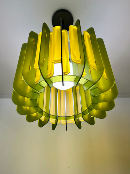 Sea Glass Green And Saffron Yellow Opium Poppy - Pendant or Table Light