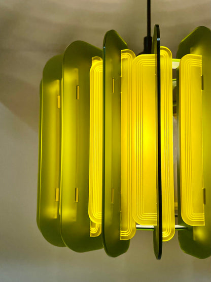 Sea Glass Green And Saffron Yellow Opium Poppy - Pendant or Table Light