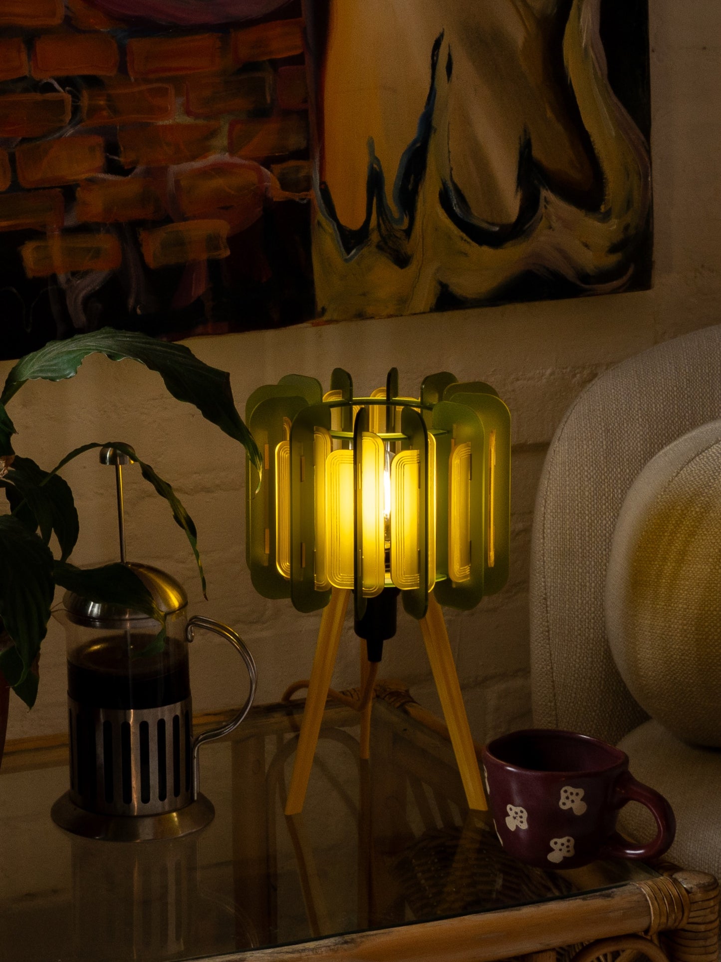 Mini Poppy - Sea Glass Green and Saffron Yellow
