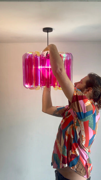 XL Iridescent & Pink Opium Poppy - Pendant Light