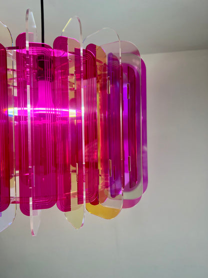 XL Iridescent & Pink Opium Poppy - Pendant Light