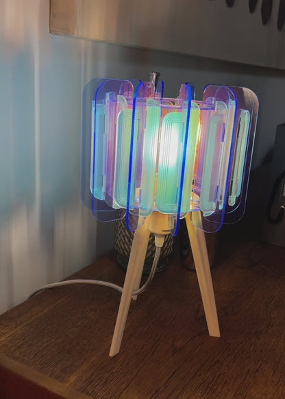 Mini Poppy -  Table Lamp - Arctic Blue & Frosted Iridescent