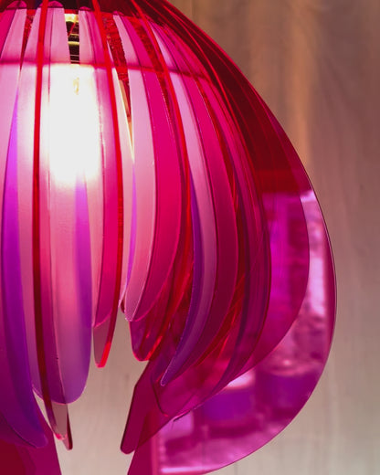 Large Pink and Purple Feathered Tulip - Pendant Light