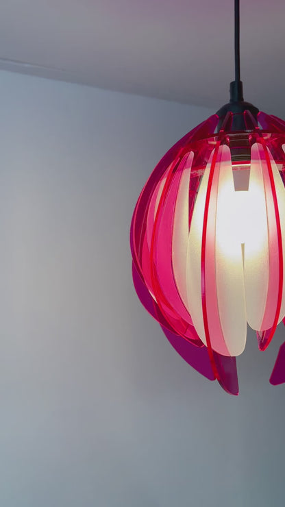 Pink And White Feathered Tulip - Pendant Light